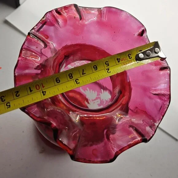 Vintage Cranberry Ruby Flash Cut Glass Vase - Picture 5 of 9